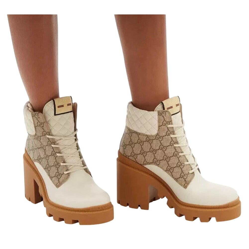 NEW Gucci GG Supreme Leather Ankle Boots 659691 UC810 Size 37.5 | US 7.5 - Picture 13 of 16